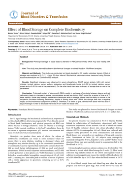 Effect of Blood Storage on Complete Biochemistry