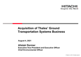 Acquisition of Thales' Ground Transportation Systems Business