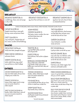 Bingo Pdf Food Menu