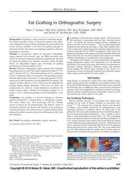 Fat Grafting in Orthognathic Surgery
