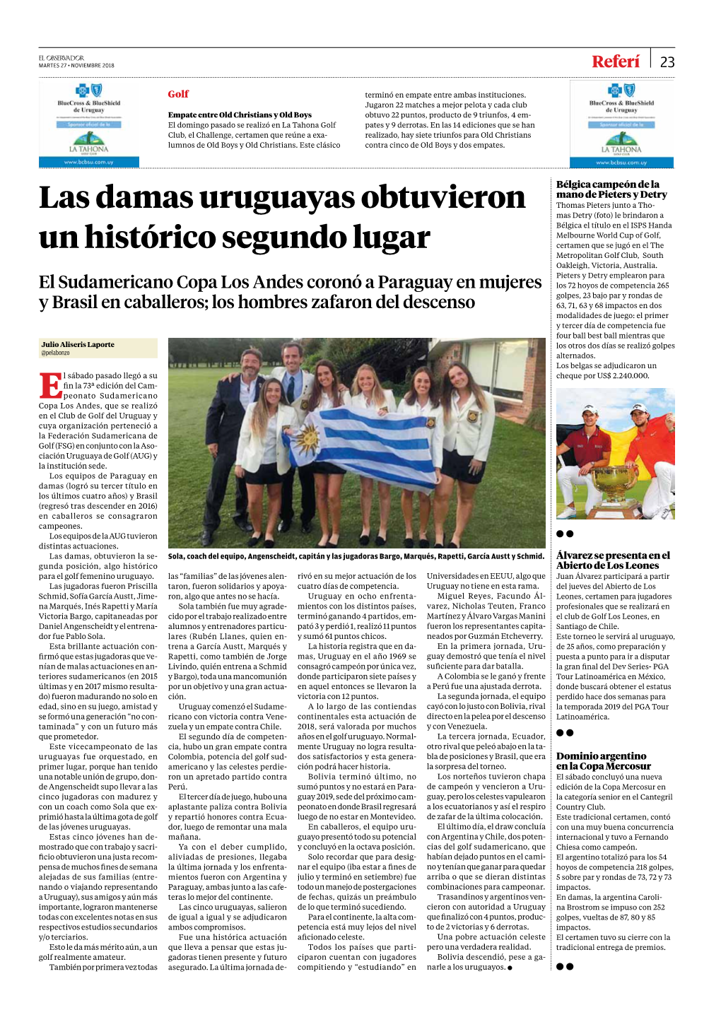 Las Damas Uruguayas Obtuvieron Un Histórico Segundo Lugar