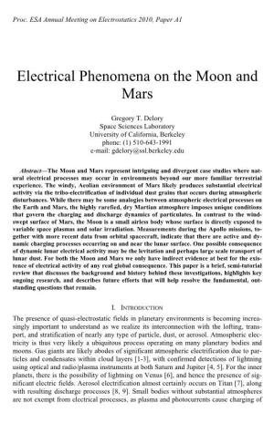 Electrical Phenomena on the Moon and Mars