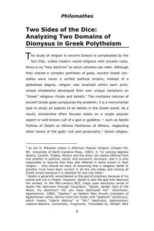 Analyzing Two Domains of Dionysus in Greek Polytheism