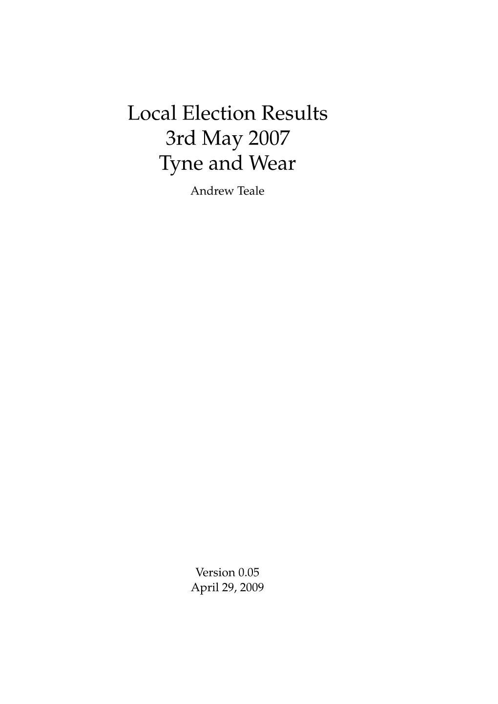 Local Election Results 2007