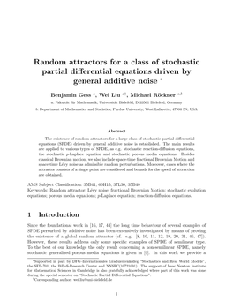 Random Attractors for a Class of Stochastic Partial Differential