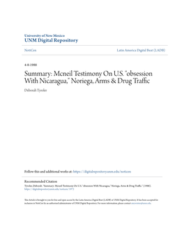 Noriega, Arms & Drug Traffic by Deborah Tyroler Category/Department: General Published: Friday, April 8, 1988