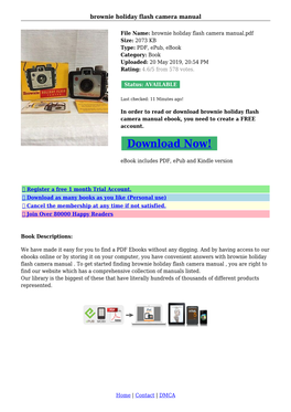 Brownie Holiday Flash Camera Manual