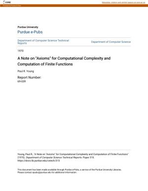 Axioms" for Computational Complexity and Computation of Finite Functions