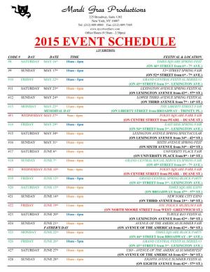 2015 Event Schedule ( 2ⁿᵈ Edition)