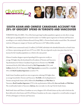 South Asian and Chinese Canadians Account for 29% of Grocery Spend in Toronto and Vancouver