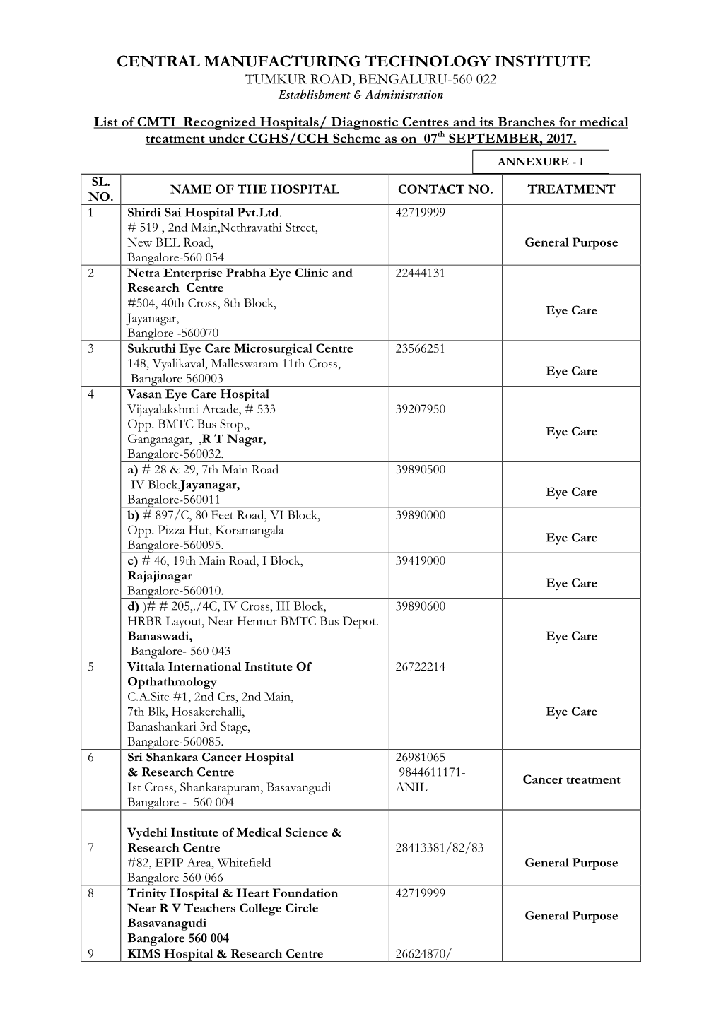 CMTI Contributory Health Scheme