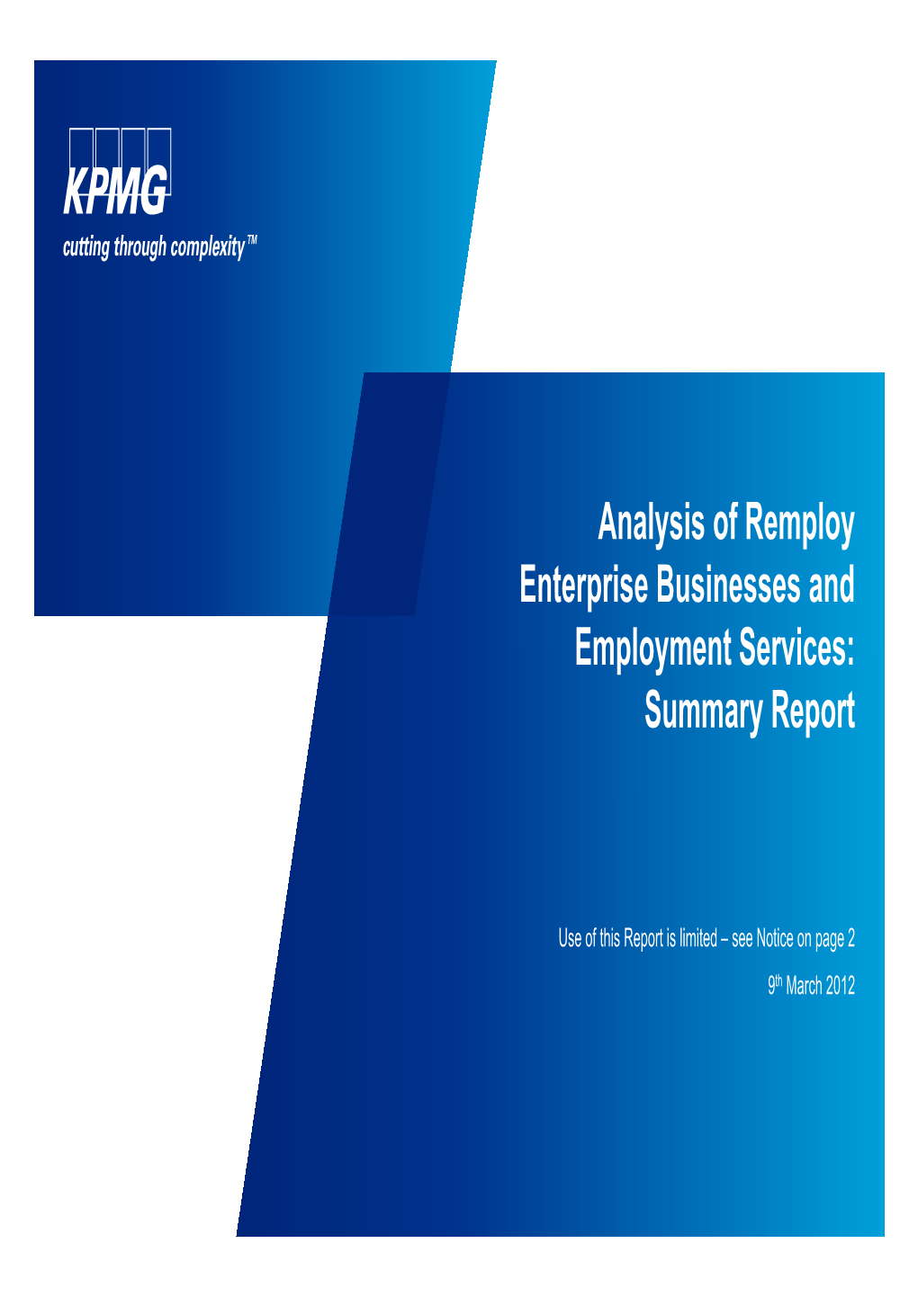 Analysis of Remploy Enterprise Businesses and Employment