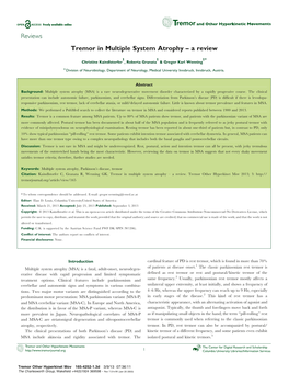 Tremor in Multiple System Atrophy – a Review