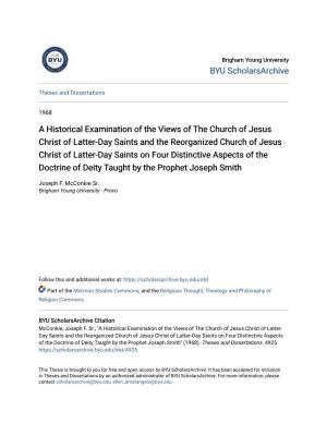A Historical Examination of the Views of the Church of Jesus Christ of Latter-Day Saints and the Reorganized Church of Jesus