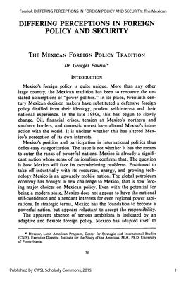 The Mexican Foreign Policy Tradition