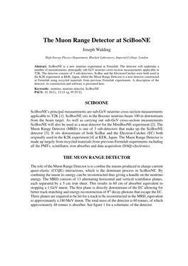 The Muon Range Detector at Sciboone Joseph Walding