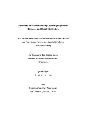 [2.2]Paracyclophanes- Structure and Reactivity Studies Von Der