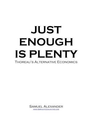 Thoreau's Alternative Economics Samuel Alexander