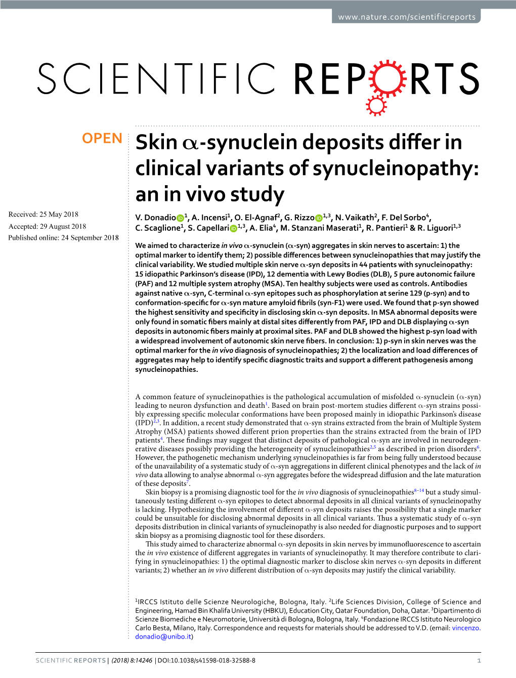 Skin Α-Synuclein Deposits Differ in Clinical Variants Of