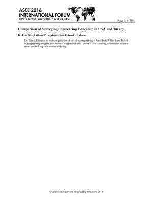 Comparison of Surveying Engineering Education in USA and Turkey