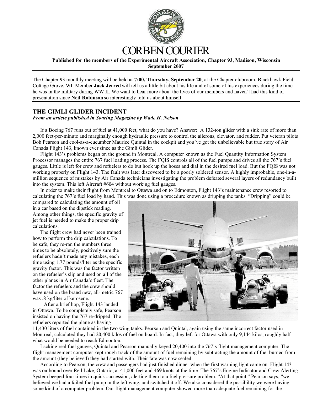CORBEN COURIER Published for the Members of the Experimental Aircraft Association, Chapter 93, Madison, Wisconsin September 2007
