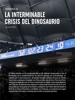 HAMBURGO SV LA INTERMINABLE CRISIS DEL DINOSAURIO Agustín Galán