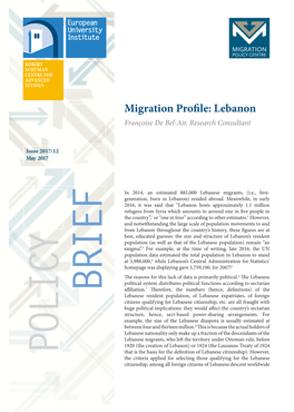 Migration Profile: Lebanon