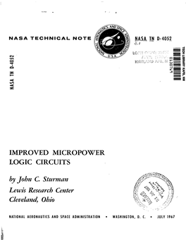 IMPROVED MICROPOWER LOGIC CIRCUITS by John C