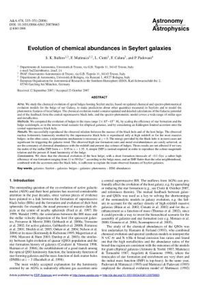 Evolution of Chemical Abundances in Seyfert Galaxies