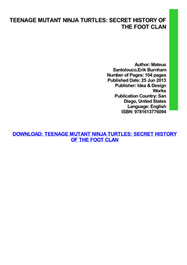 Teenage Mutant Ninja Turtles: Secret History of the Foot Clan