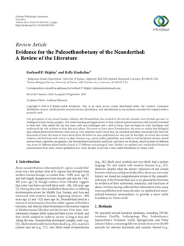 Evidence for the Paleoethnobotany of the Neanderthal: a Review of the Literature