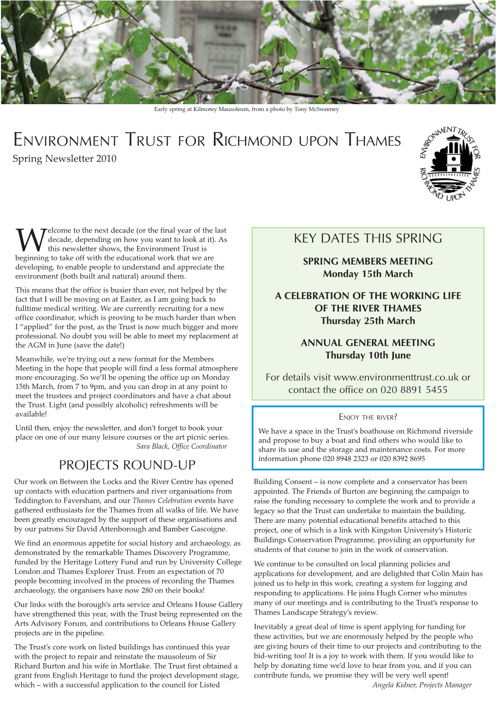 ENVIRONMENT TRUST for RICHMOND UPON THAMES Spring Newsletter 2010
