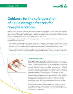 Guidance for the Safe Operation of Liquid Nitrogen Freezers for Cryo-Preservation