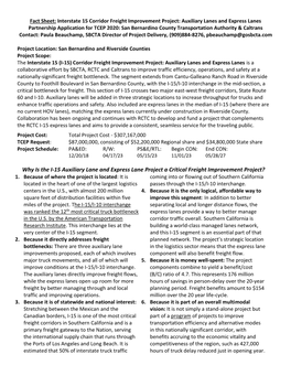 I-15 Freight Corridor Improvement Project TCEP Factsheet