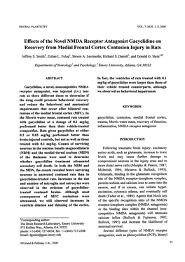 Effects of the Novel NMDA Receptor Antagonist Gacyclidine on Recovery from Medial Frontal Cortex Contusion Injury in Rats