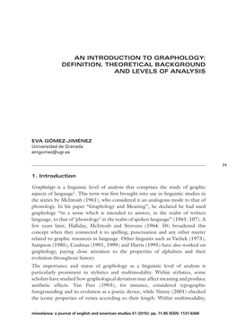 An Introduction to Graphology: Definition, Theoretical Background and Levels of Analysis