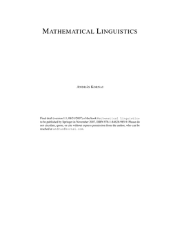 Mathematical Linguistics