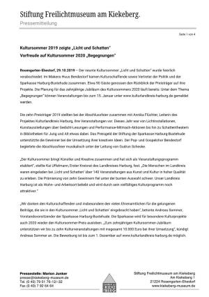 Stiftung Freilichtmuseum Am Kiekeberg. Pressemitteilung