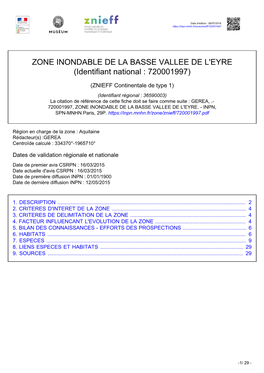 ZONE INONDABLE DE LA BASSE VALLEE DE L'eyre (Identifiant National : 720001997)