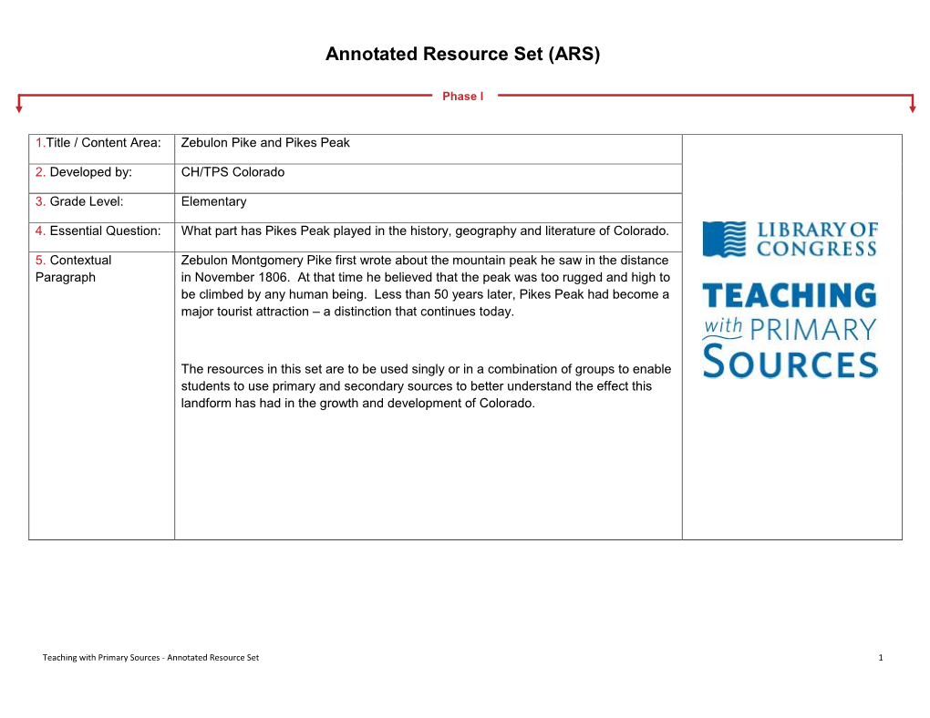 Annotated Resource Set (ARS)