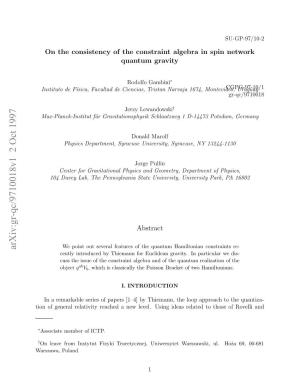 On the Consistency of the Constraint Algebra in Spin Network Quantum
