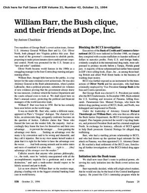 William Barr, the Bush Clique, and Their Friends at Dope, Inc