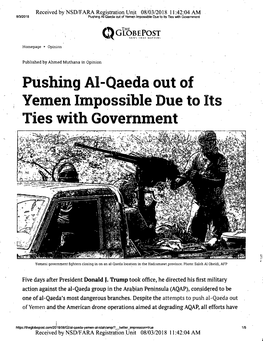 Pushing Al-Qaeda out of Yemen Impossible Due to Its Ties with Government