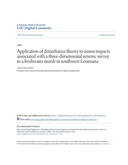 Application of Disturbance Theory to Assess Impacts Associated with A