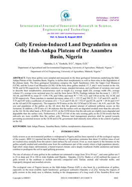 Gully Erosion-Induced Land Degradation on the Idah-Ankpa Plateau of the Anambra Basin, Nigeria