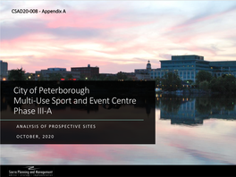 City of Peterborough Multi-Use Sport and Event Centre Phase III-A