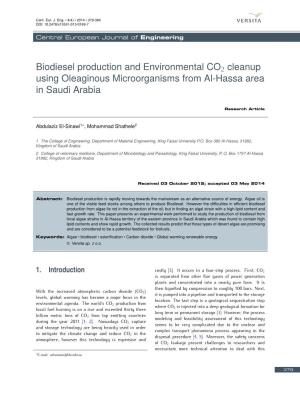 Biodiesel Production and Environmental CO2 Cleanup Using Oleaginous Microorganisms from Al-Hassa Area in Saudi Arabia