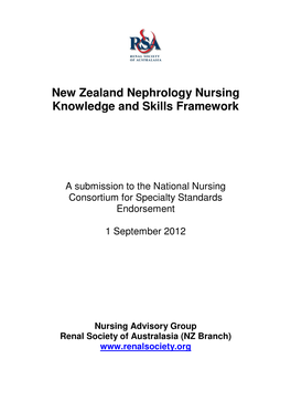 New Zealand Nephrology Nursing Knowledge and Skills Framework