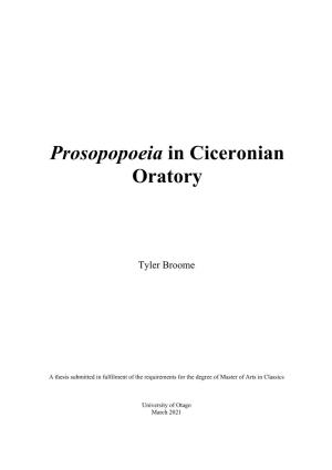 Prosopopoeia in Ciceronian Oratory