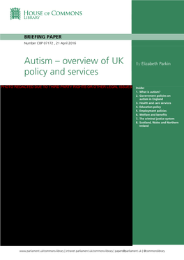 Autism – Overview of UK Policy and Services